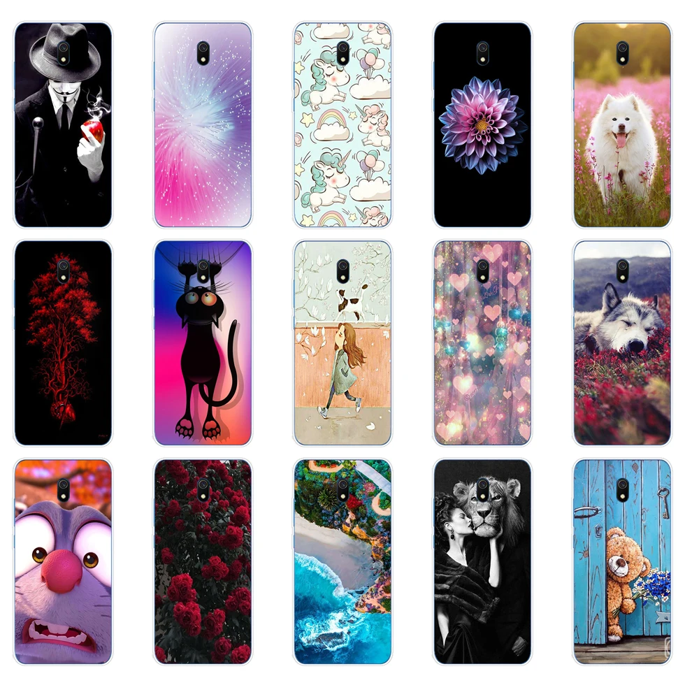 Silicon Case For Xiaomi Redmi 8a Case Back Cover Coque Funda Shell Soft TPU Cute Cartoon Redmi8A 8a Phone Bag Bumper Protective