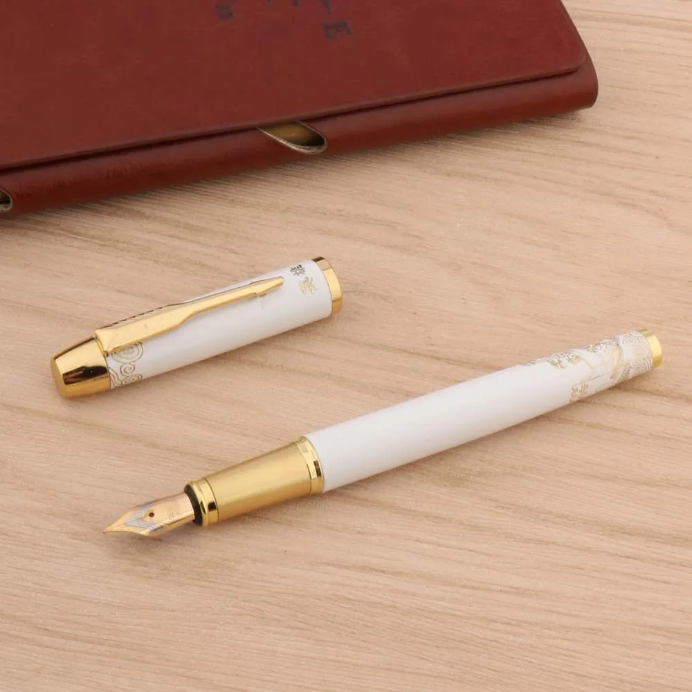 Hot High Quality Black Red White Chinese Ceramic The Great Wall Fountain Pen Gold Nib Medium