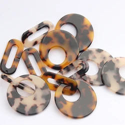 Acetate Resin Leopard Geometric Round Oval Charms Connector 6pcs/lot For DIY Fashion Drop Earrings Making Accessories