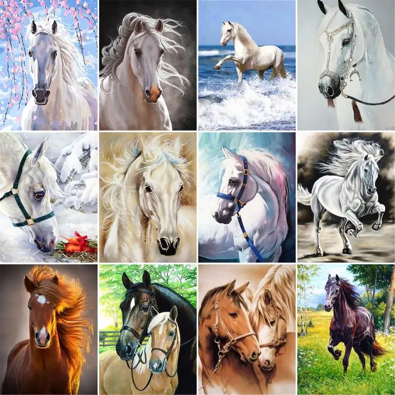 

GATYZTORY 60x75cm DIY Paint By Numbers Horse Animals Painting By Numbers Landscape Digital Canvas Painting Home Decor