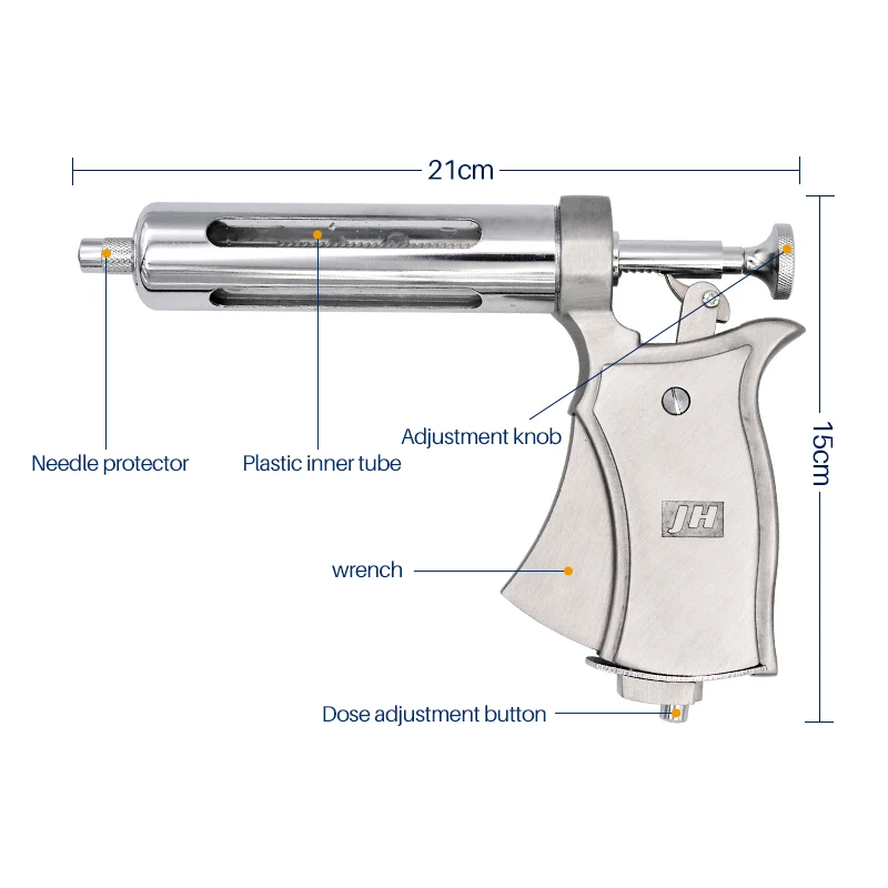 50ML Livestock Veterinary Metal Continuous Vaccine Injector Cattle Horse Sheep Pig Veterinary  Equipment