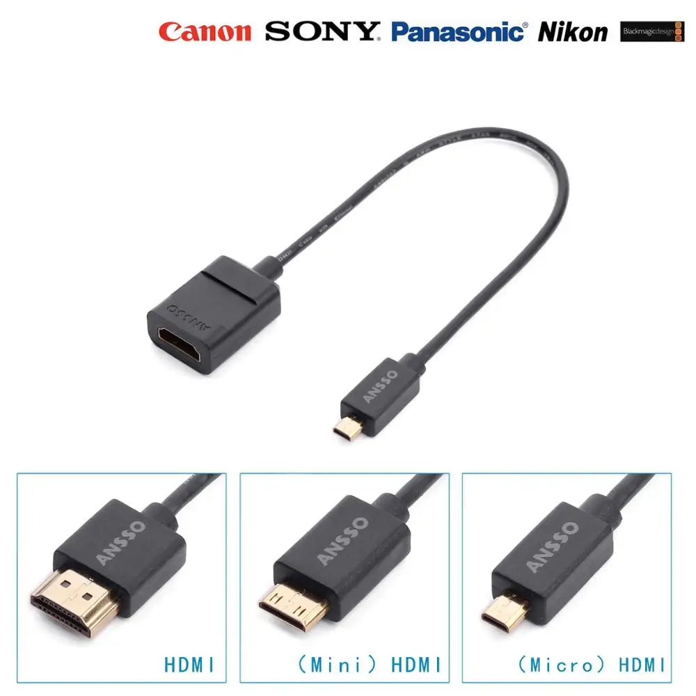 HDMI-compatible Ultra Slim female convert cable SLR camera ultra-fine and soft Mini Micro male to female cable Atomos