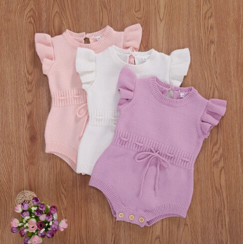 Baby Autumn Clothing Newborn Baby Girl Clothes Knitted Ruffles Sleeveless Bodysuit Tops Playsuit Jumpsuit Outfits