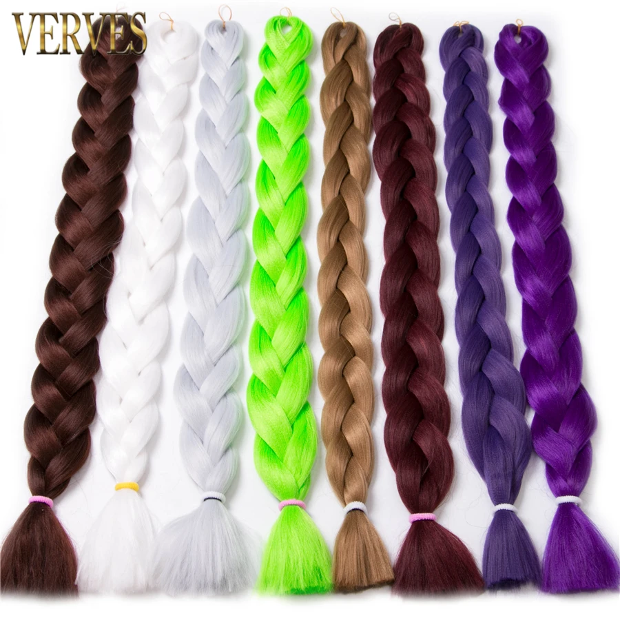 Intrecciare I Capelli sintetici 82 pollici 165 g/pz colore puro Treccia di Massa Africano stile di Capelli estensioni Dei Capelli Del Crochet, VERVES yaki trama