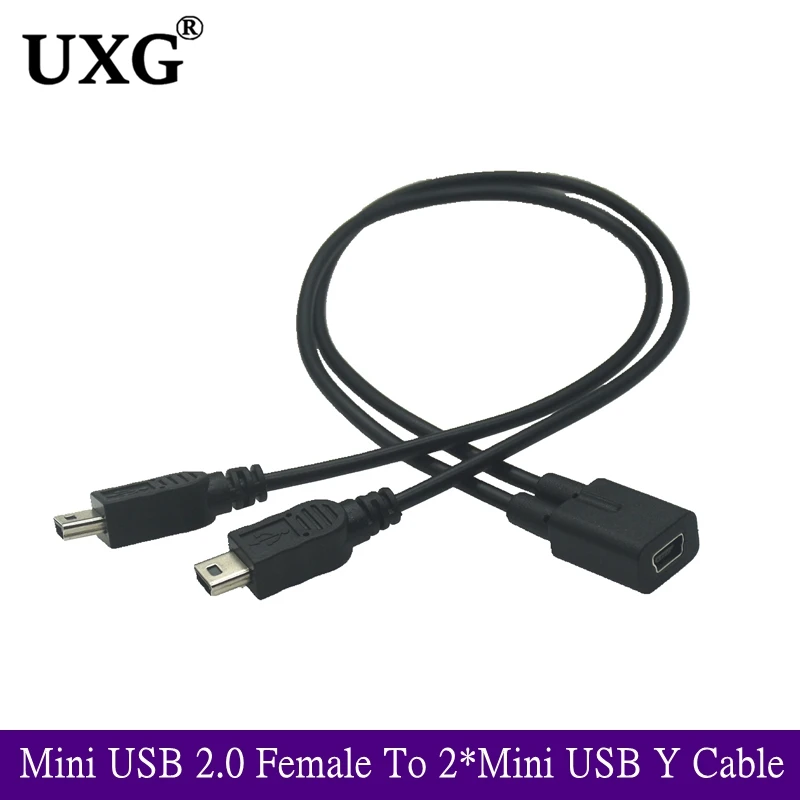 Mini USB 2.0 Female To 2 Mini USB Male General Splitter Y Extension Charger Adapter Cable 30cm Mini USB Splitter Cable