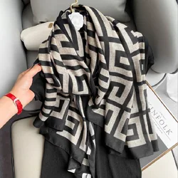 Sciarpa Deisgner di marca di lusso inverno donna scialli Pashmina sciarpe calde coperta avvolge sciarpe con stampa spessa Bandana Foulard femminile