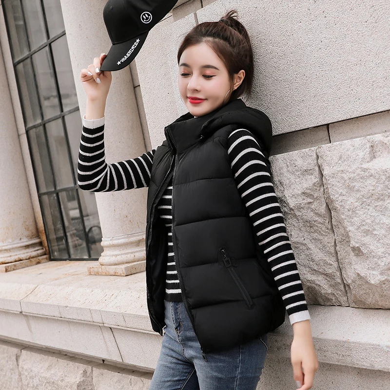 Hooded vest plus size women vest down jacket tank tops winter vest for women sleeveless jacket female autumn plus size waistcoat