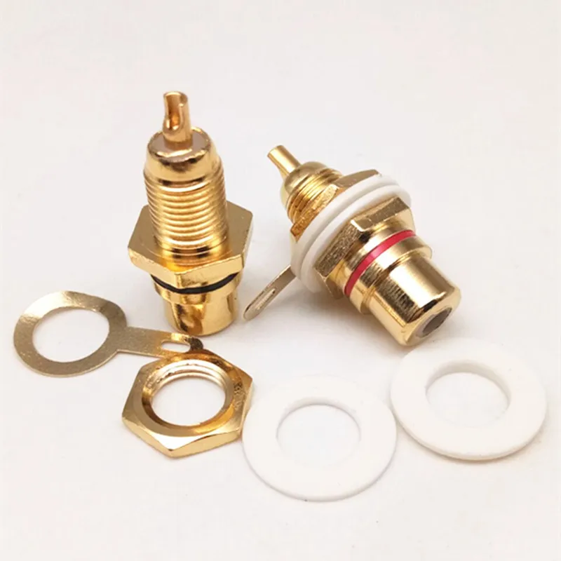 Adaptador de conector RCA para Audio y vídeo, conector hembra de alta calidad, chapado en oro, para soldar, 2 unids/lote