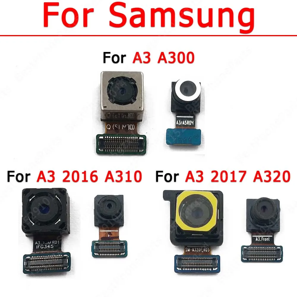 Módulo de câmera frontal e traseira para Samsung Galaxy A3, 2016, 2017, A300, A310, A320, Traseira Frontal, Selfie, Peças de reposição