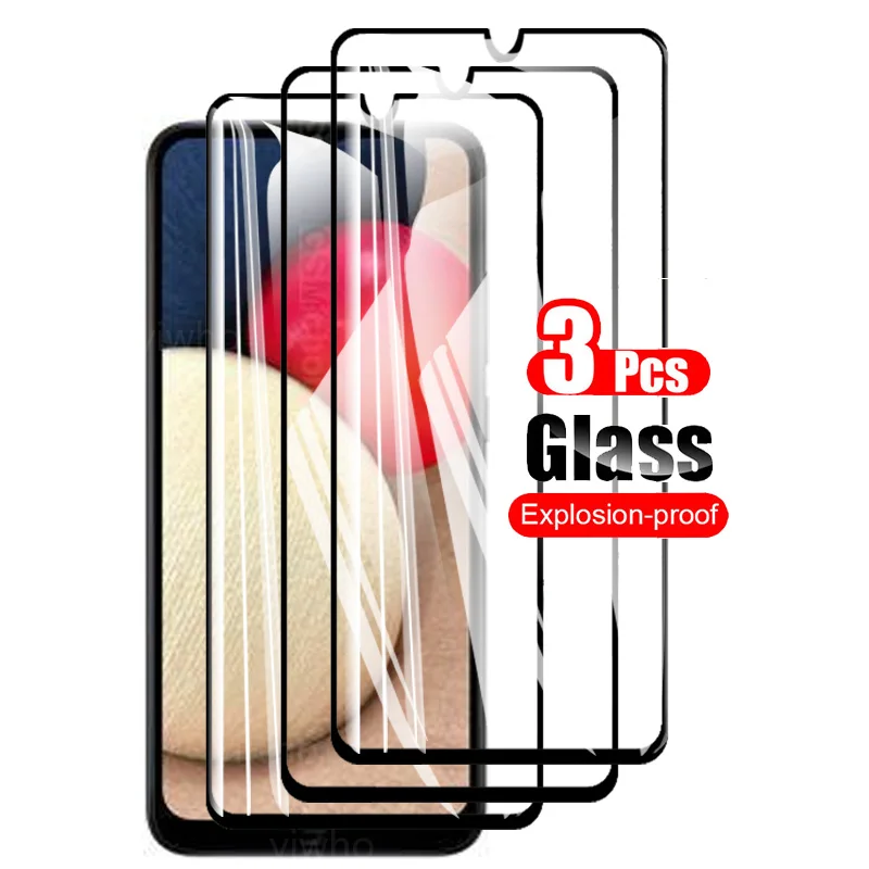삼성 갤럭시 A02S 용 화면 보호기 강화 유리, A025 a02 s 카메라 렌즈 안전 전면 필름, 3 개
