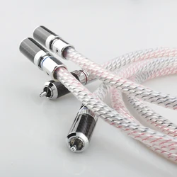 High Quality Pair Nordost Valhalla 7N silver plated audio RCA interconnect cable with Carbon fiber RCA plug connector