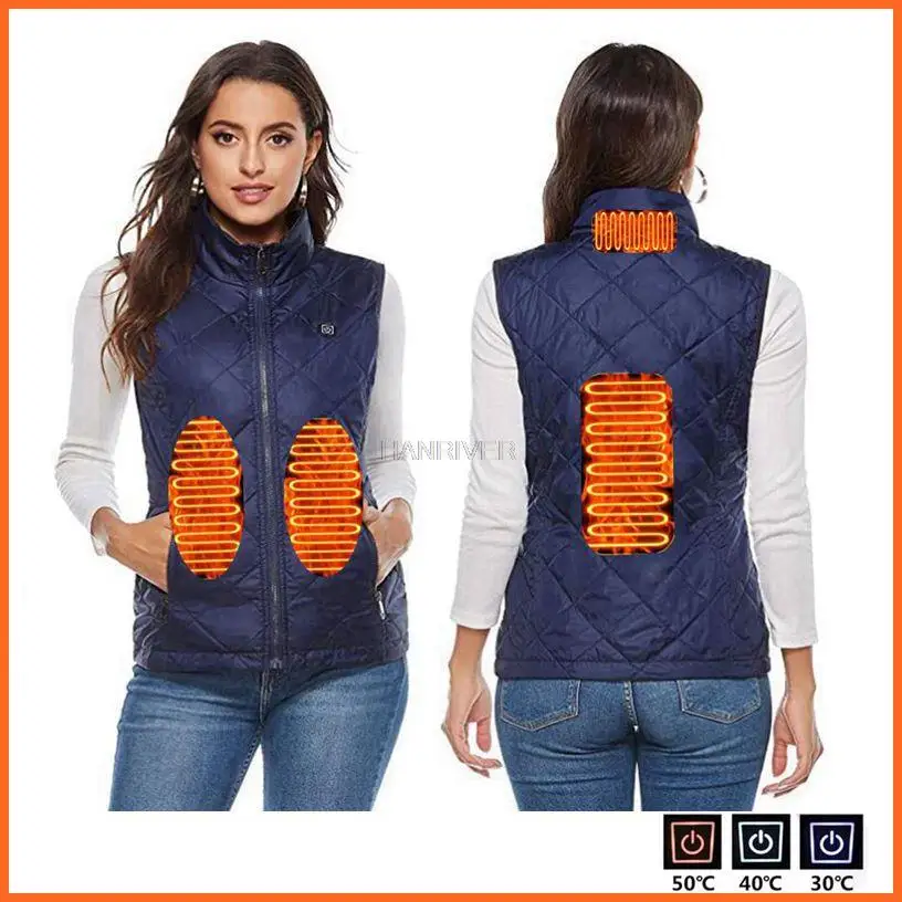 Women Winter USB Heating Vest Smart Heating Cotton Vest Infrared Electr Skating Ski SportWaistcoat Jackets Warm Vest Women