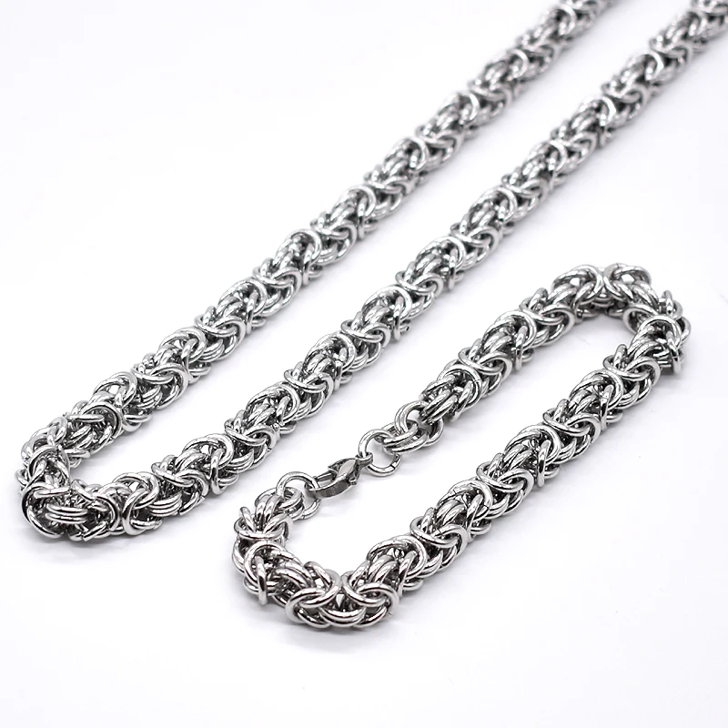 AMUMIU 9mm Chain Huge & Heavy Long Rope Link Necklace Bracelet Jewelry Set Men Women Hot Sale Wholesale HTZ173