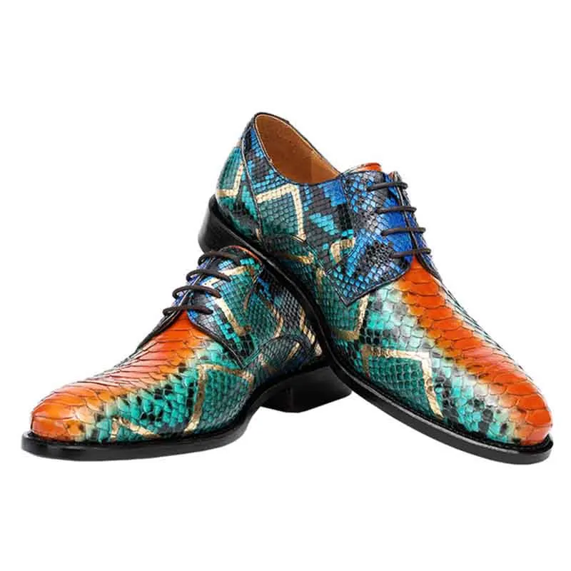 Sipriks Luxury Men\'s Dress Shoes Beautiful Python Skin Shoes Male Wedding Goodyear Welted Shoes Real Snakeskin Gents Suit Social