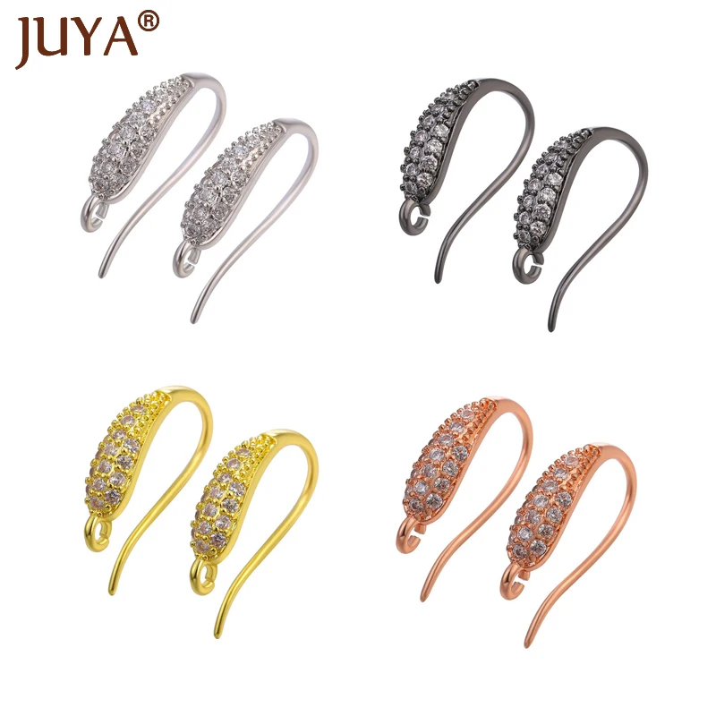 

Juya Earrings Hook Copper with Zircon Gold Earring Accessories For Jewelry Making Handmade DIY Jewellery Findings