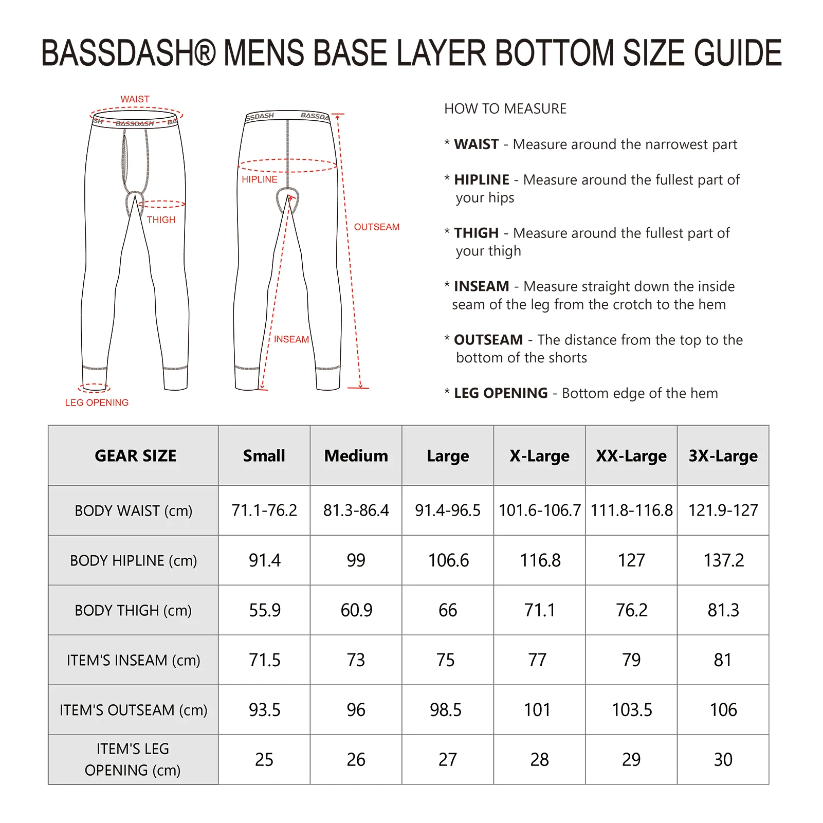 Bassdash Men\'s Lightweight Thermal Base Layer Pants Warm Legging Bottom Quick Dry FS19M