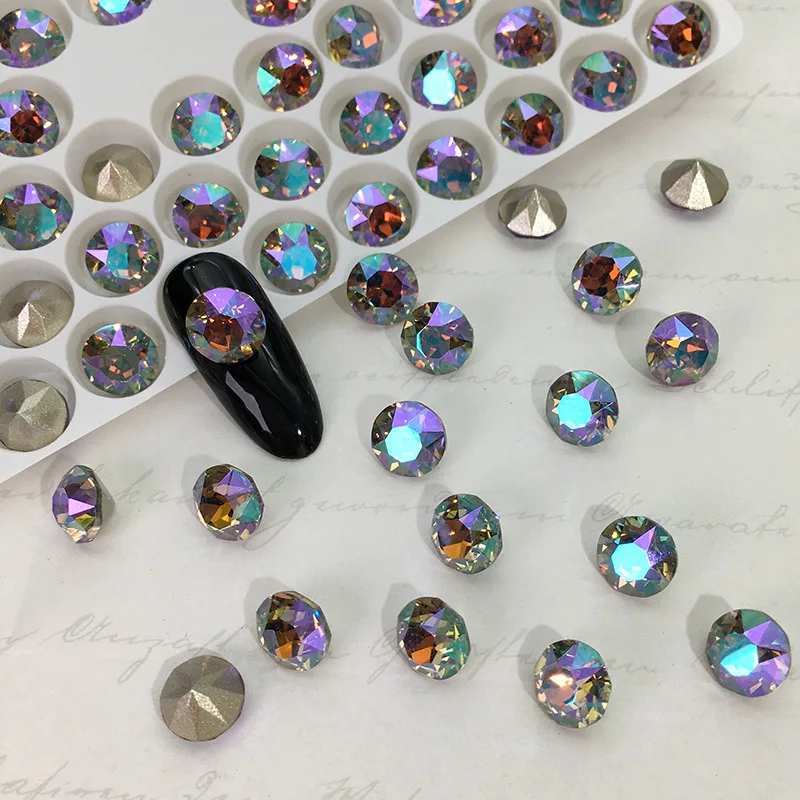 6MM Strasssteine Runde Spitze Rückseite Kristall Glitzer Glas Kristalle Acht Große Acht Kleine Für Nail art DIY Schmuck