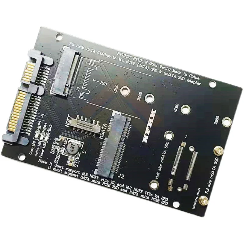 M.2 NGFF Msata SSD To SATA 3.0 2.5 Adapter M2 PCI SSD Converter Riser Card For PC Laptop Add On Card up to 6Gps