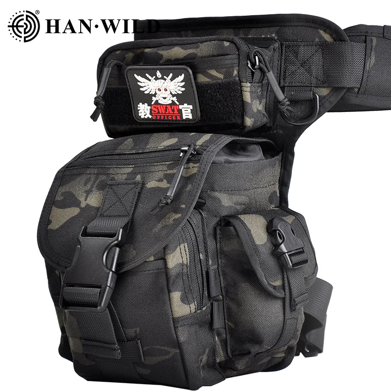 HAN WILD Hiking Hunting Camping Cycling Leg Bag Military 1000D Nylon Waterproof Men Tactical Waist Pack Leg Travel Belt Bag