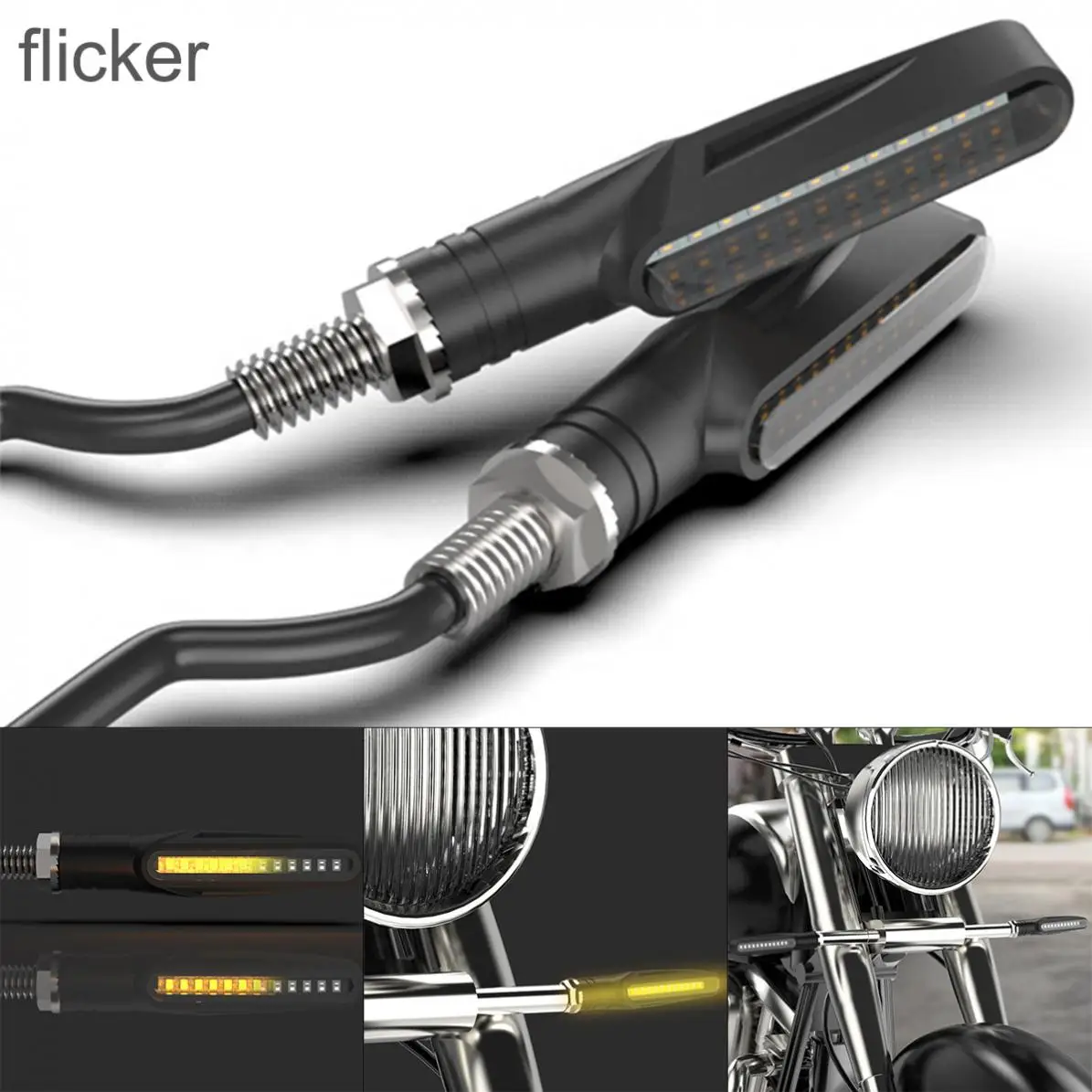 

12V 1W Motorcycle Turn Signals LED Light Flowing Water Blinker Flashing Indicator Bendable Tail Stop Signal