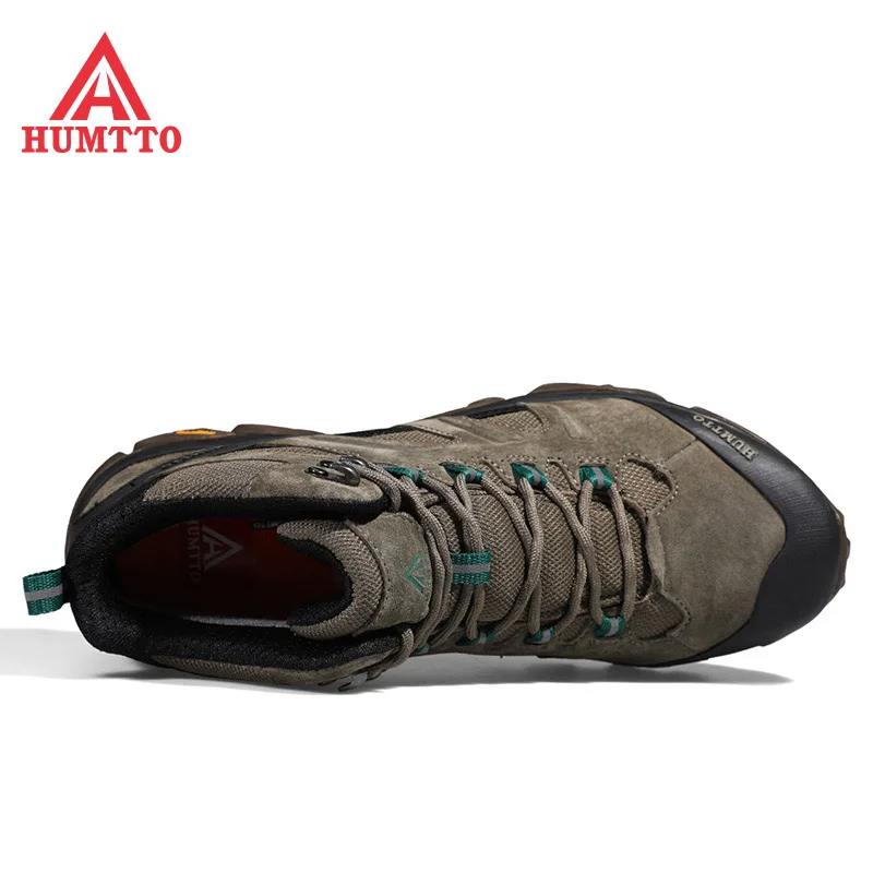 HUMTTO-botas impermeables de escalada para hombre, zapatos profesionales de senderismo al aire libre, de cuero genuino, para montaña