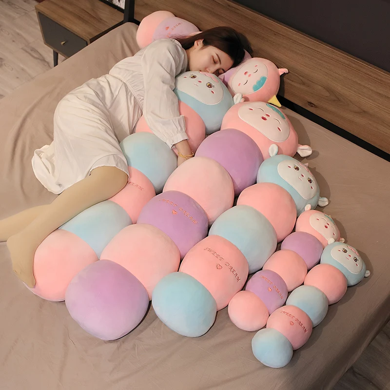 50ซม.-120ซม.Kawaii การ์ตูนยูนิคอร์น Caterpillar Plush ของเล่นตุ๊กตานุ่มหมอนตุ๊กตาเด็กวันเกิดคริสต์มาสของขวัญ