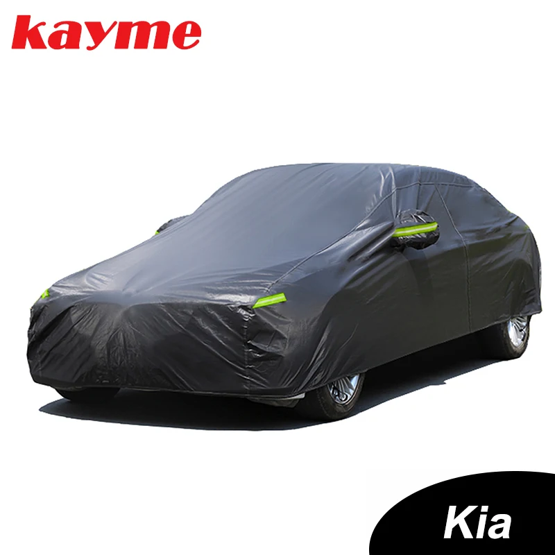 Kayme Universal Full  Black Car Covers Outdoor UV Snow Resistant Sun Protection Cover for Kia Sportage Rio Sorento K3 K4 K5