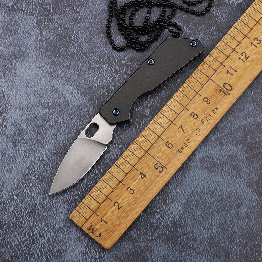 D2 knife titanium handle mini necklace knife camping hunting outdoor activities pocket neck knife EDC tool