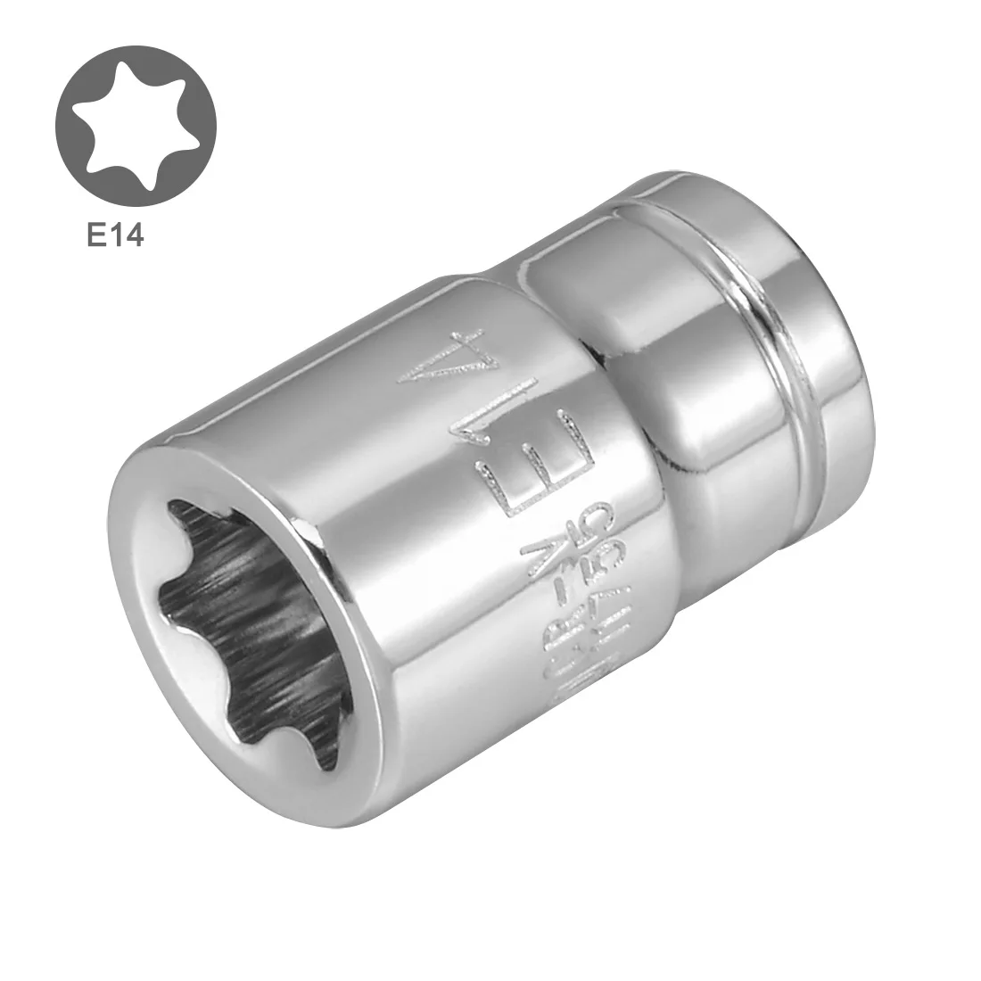 Uxcell 외부 Torx 얕은 소켓 Cr-V 스틸, 3/8 인치 드라이브 E14, 2 개