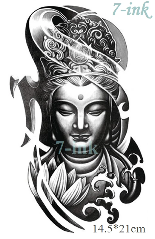 Waterproof Temporary Tattoo Sticker Buddha Lotus Tatoo Water Transfer Fake Tatto Flash Tattoos Large Size Man Women