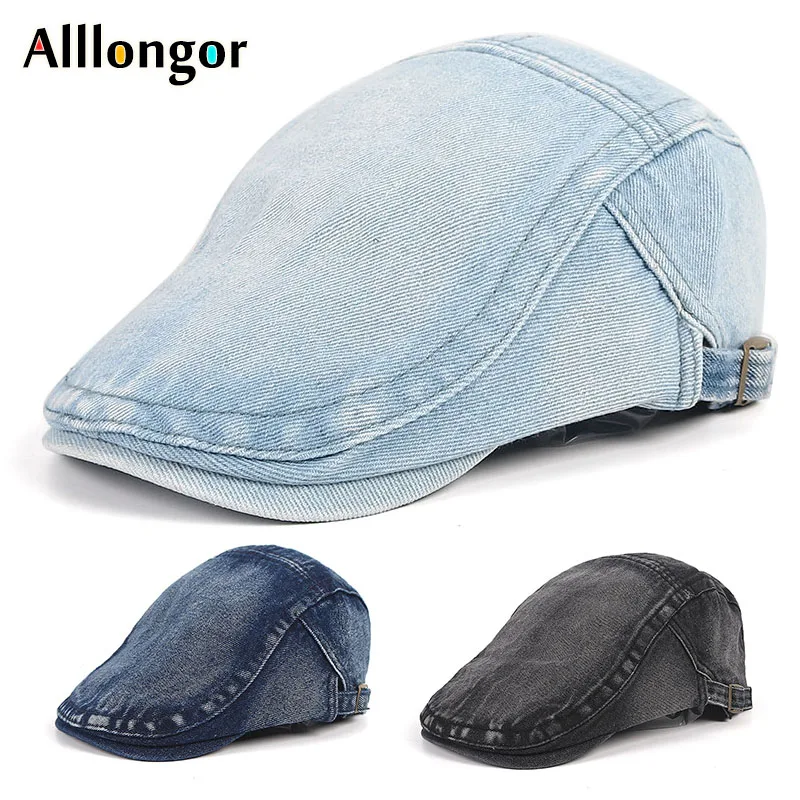 Classic Washed Denim Beret Hat Men Women Unisex Fashion 2024 Casual Retro Summer Cap Ivy Newsboy Hats Flat Cap Berets Caps Homme