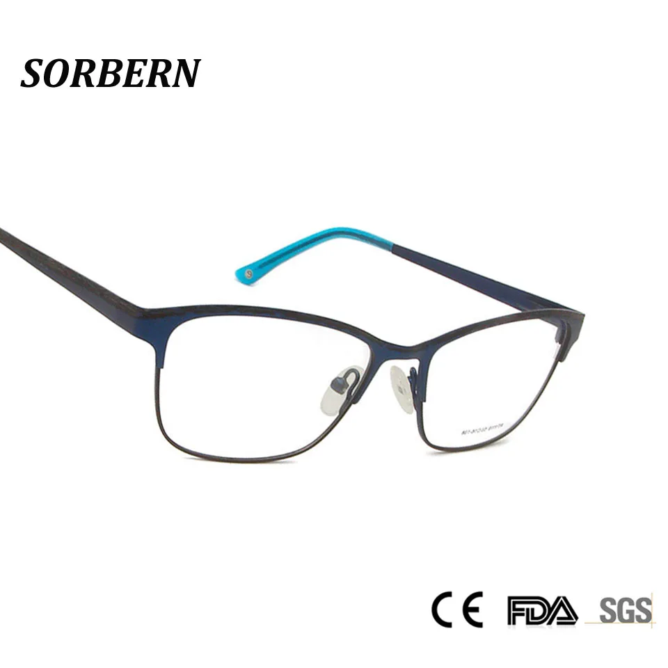 

SORBERN Metal Women Square Optical Glasses Frame Fashion Stainless Steel Ultra-light Prescription Eyeglasses Full Rim Eyewear