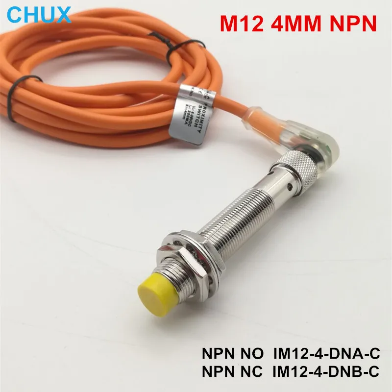 CHUX NPN M12 4mm detection Distance Inductive Proximity Switch With Bend Sensor Connector Non-Flush Type Angle Led Indicator