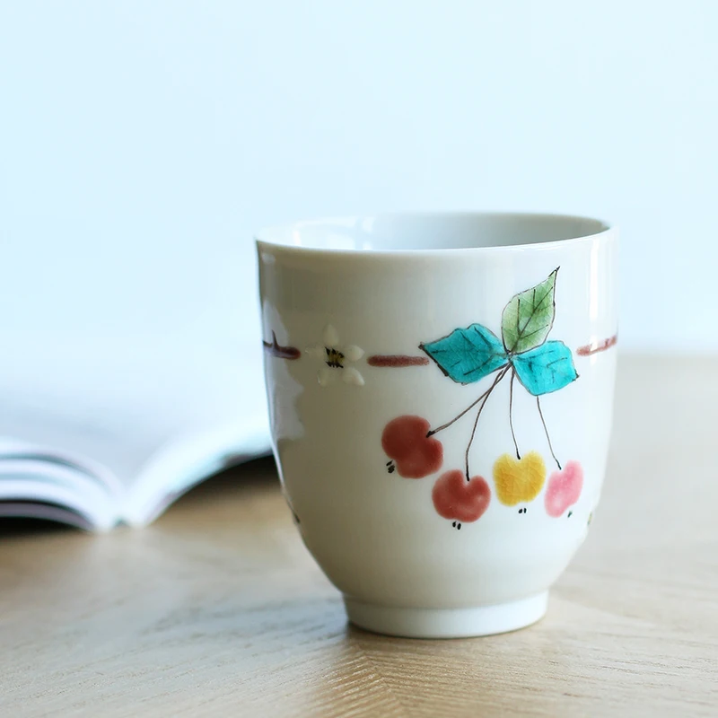 valley burned hand painted small apple lines imported from Japan ceramic cups masters cup sample tea cup single cup