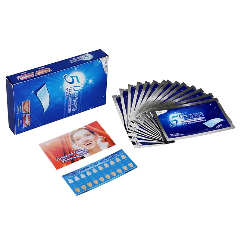 7 or 14 pairs 5D Gel Teeth Whitening Strips White Tooth Dental kit Oral Hygiene Care Strip for false Teeth Veneers Dentist