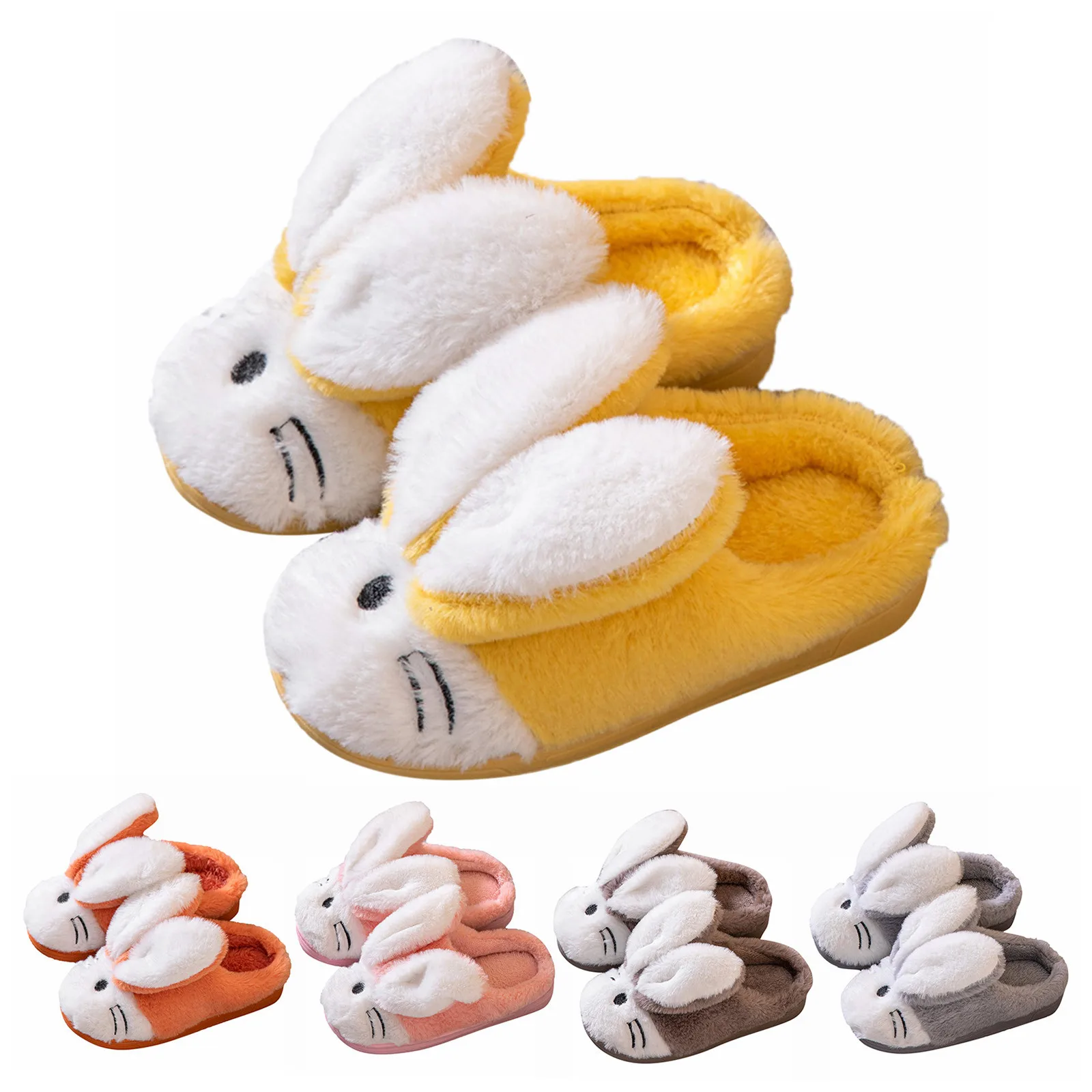 

Kawaii Cartoon Rabbit Kids Slippers Children Boys Girls Cartoon Furry Shoes Indoor Home Warm Cotton Slippers Pantufa zapatillas