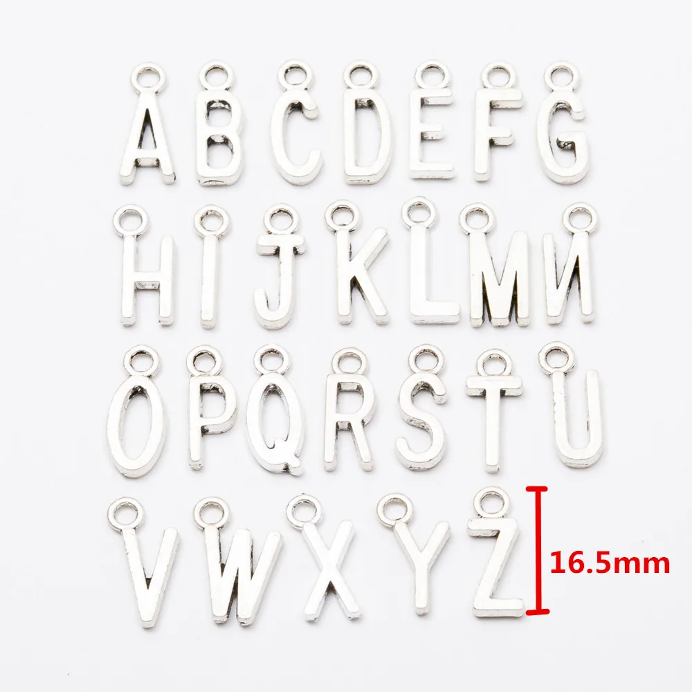 26pcs 26 English letters Vintage zinc alloy metal pendant charms for diy jewelry making 1758