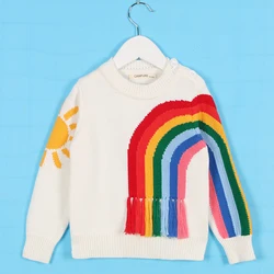 Children Rainbow Knitting Sweater Striped Knit Sweater Kids Knitting Sweater Boys Girls Clothing Autumn Tee Tops High Quality