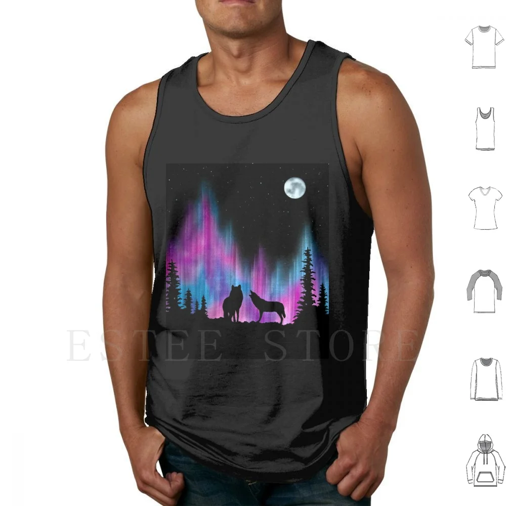 Aurora Wolves 1 By Leslie Berg Tank Tops Vest Sleeveless Wolf Wolf And Moon Wolves Silhouettes Silhouette Aurora