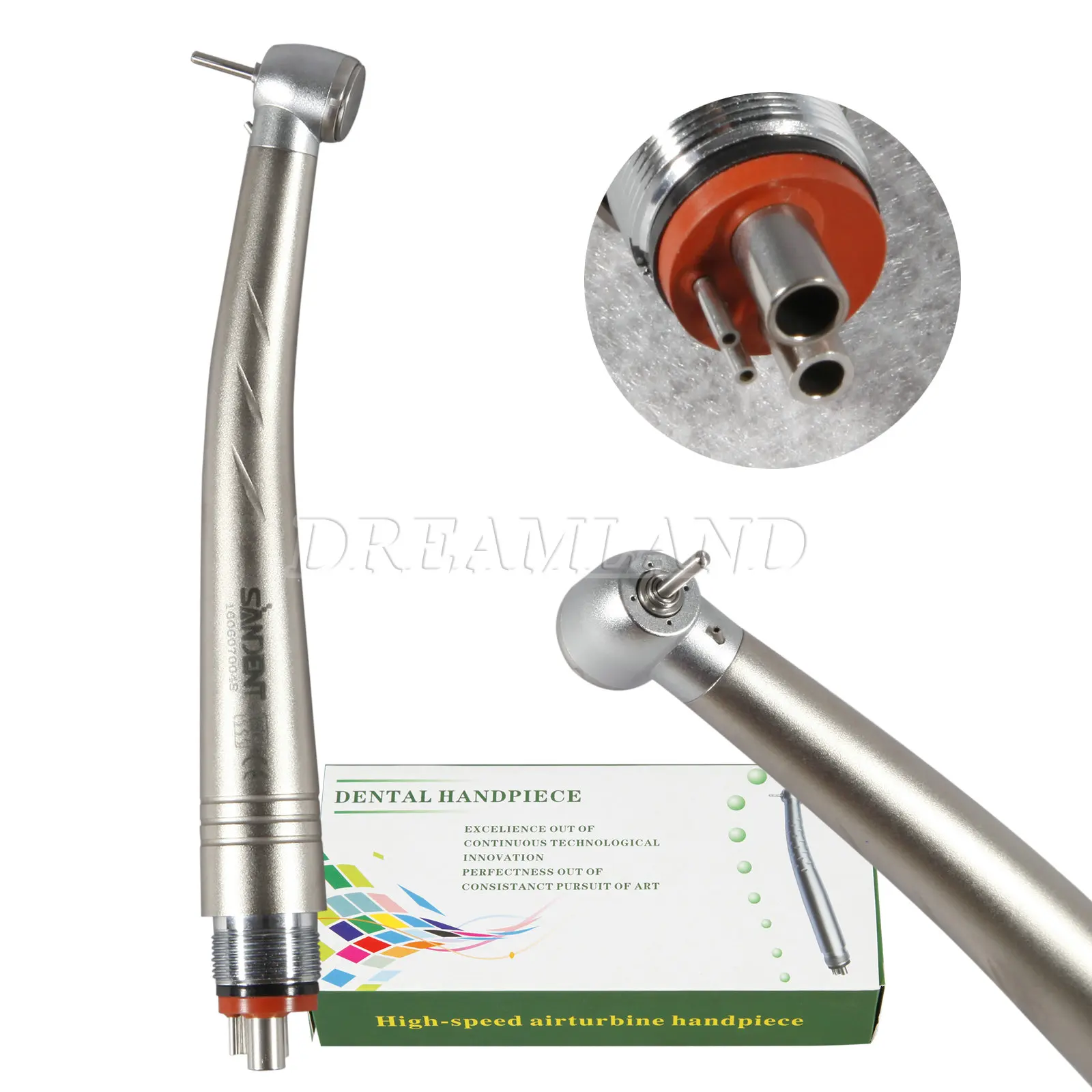 Dental High Speed 4 Hole Push Button Handpiece Torque Head Air Turbine w/ Higher Rotating Speed