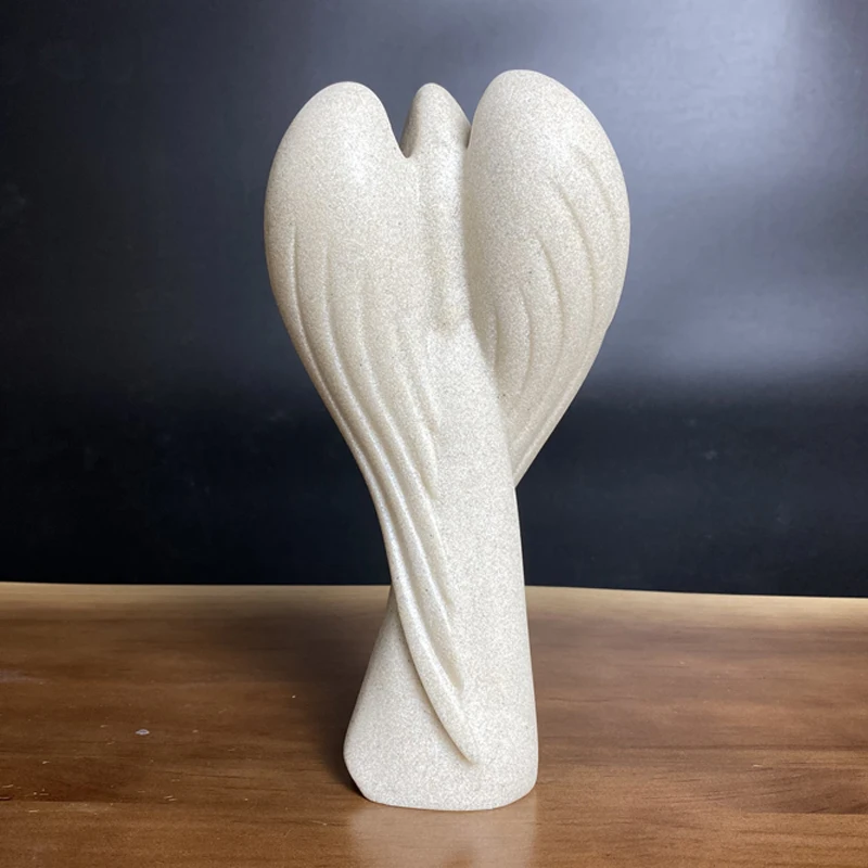 NORTHUEINS Resin Prayer Angel Statue Sandstone Wing Girl Figurines for Interior Home Living Room Tabletop Decoration Accessories