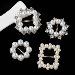 5 Pcs New Square Pearl Rhinestone Alloy Jewelry  Flower Plate DIY Diamond Buckle Handmade Clothing Bag Shoes Decoration Material