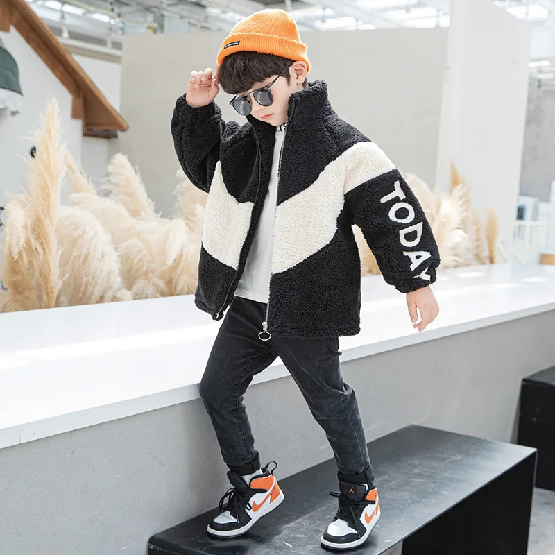 Meninos do bebê crianças jaquetas casacos outwear 2023 fuzzy engrossar quente mais veludo inverno outono velo algodão roupas infantis