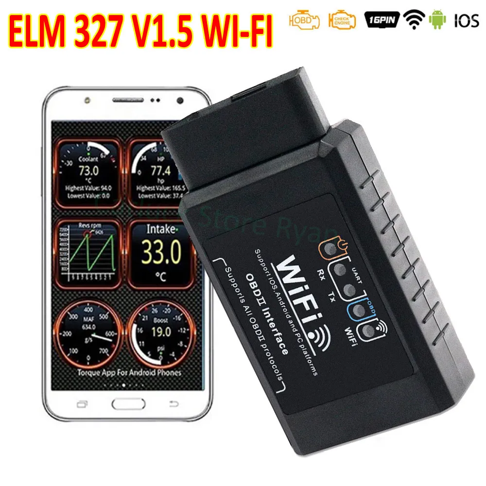 

ELM327 Scanner V1.5 WIFI OBD2 OBDII Auto Code Reader elm 327 WiFi 1.5 Car Diagnostic Tool For All OBDII Protocol For iOS/Android