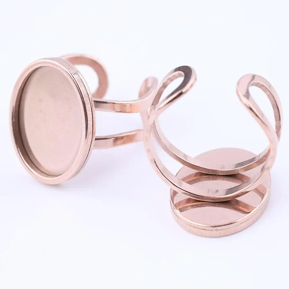 onwear 10pcs 13x18mm oval cameo cabochon ring base setting stainless steel blank ring bezel trays diy jewelry findings
