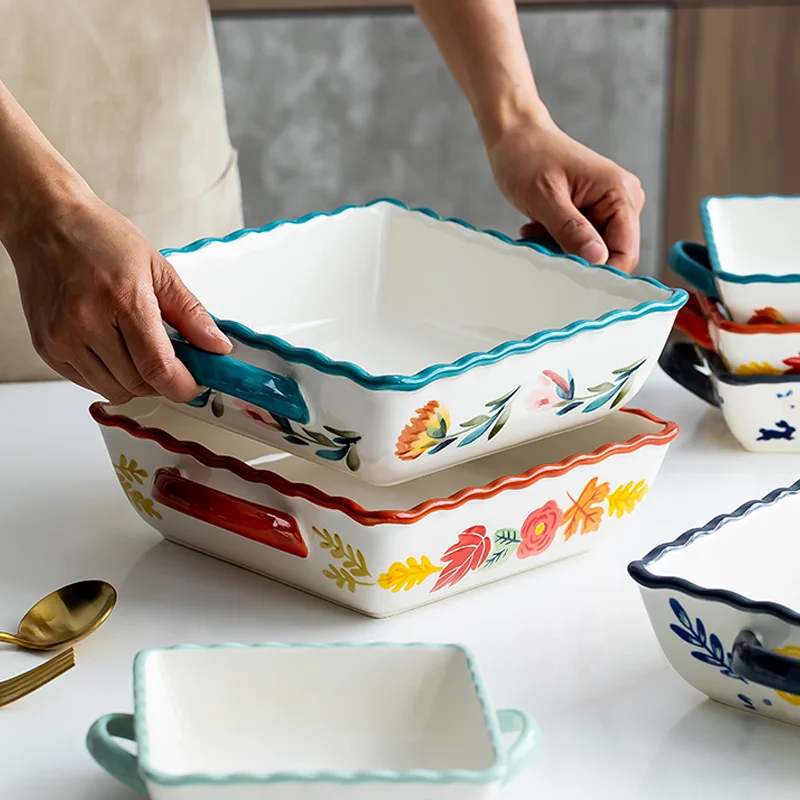 Modern housewife baking microwave oven household ceramic cheese rice bowl dish Western food tableware dinner plates