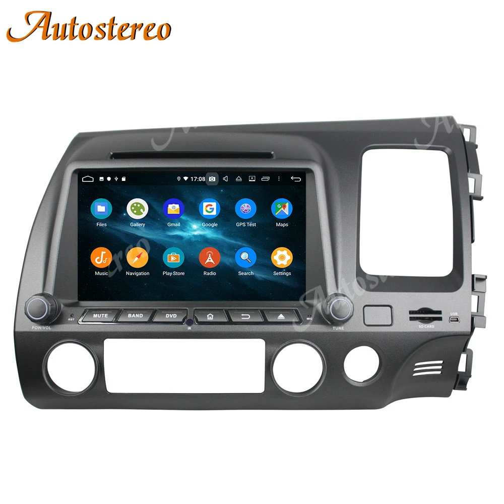 2Din 8 rdzeń CPU Android10 samochodowy odtwarzacz DVD odtwarzacz GPS nawigacja dla Honda Civic 2007-2011 odtwarzacz multimedialny jednostka główna Radio RHD Dashboard