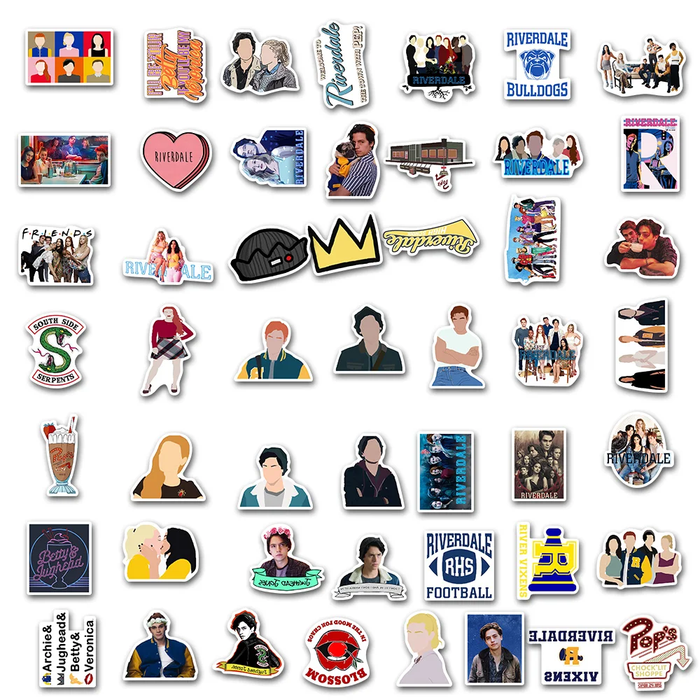 50/100pcs Riverdale Stickers Cartoon Anime Waterproof PVC Decals DIY Phone Cup Skateboard Luggage Album Kids Toy Gift