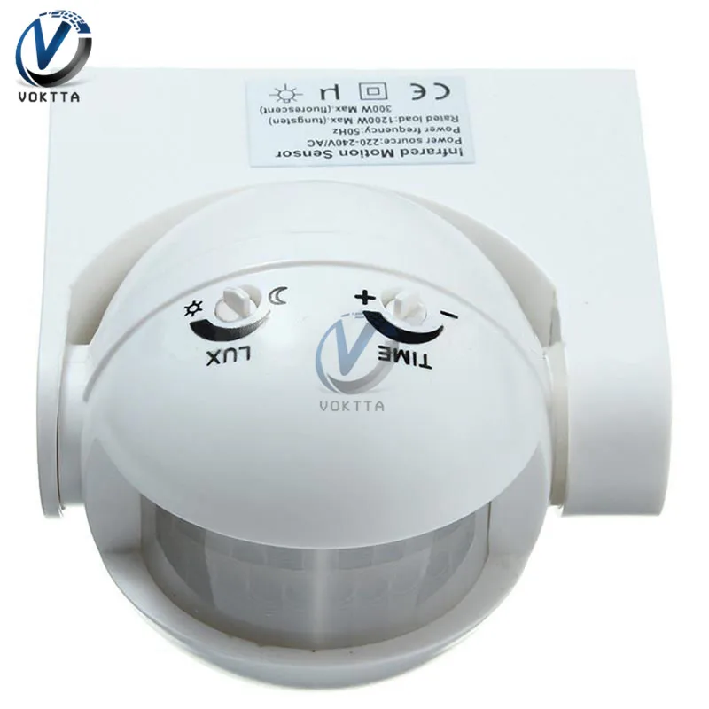 AC 220V-240V 180 Degree Outdoor IP44 Security PIR Infrared Motion Sensor Detector Movement Switch Max 12m 50Hz 3-2000LUX