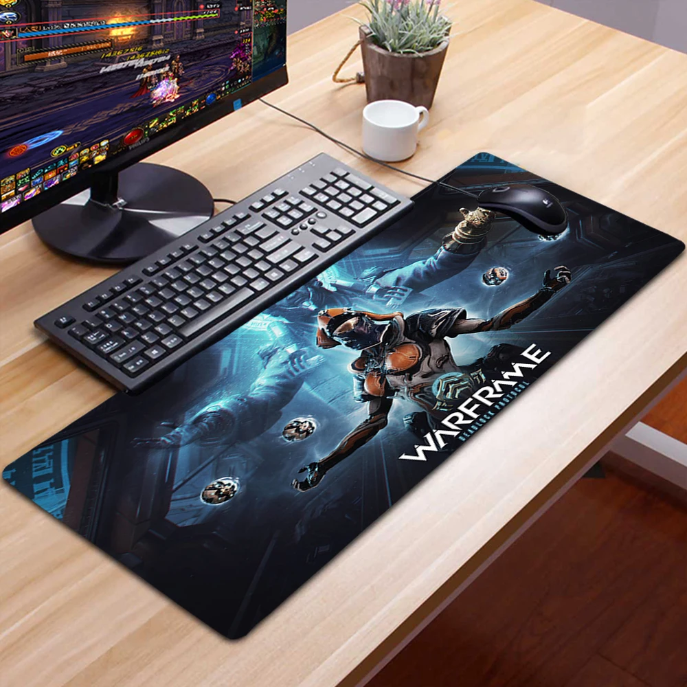Warframe Hero gioco Mousepad Alfombrilla accessori da gioco Tappetino per Mouse antiscivolo XXL Tappetino 90x30 Tappetino Mouse Tapis De Souris